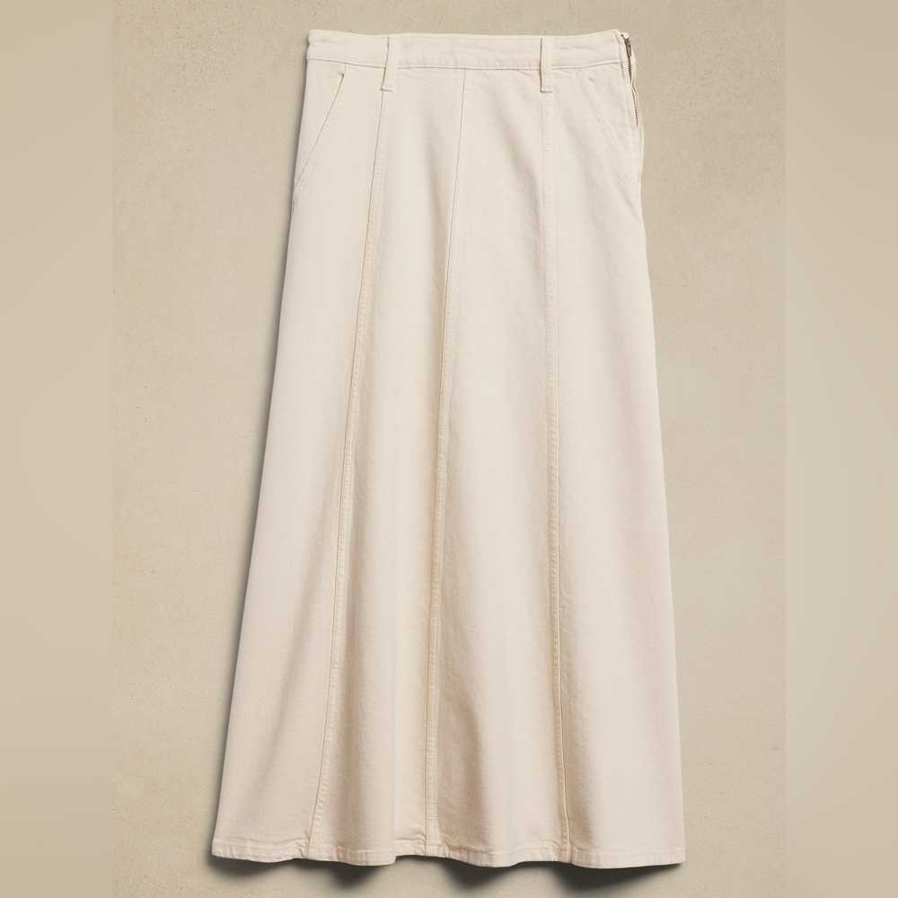 Banana Republic Factory Maxi A-Line Denim Skirt in Ecru - Size 10 - Picture 3 of 8